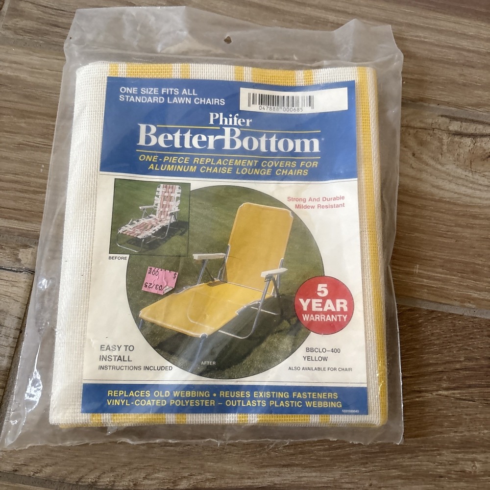 Vintage Better Bottom Chaise Lounge Lawn Chair Replacement Cover Yellow BBCLO400